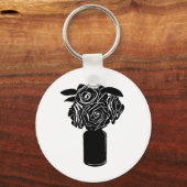 黒いバラのオリジナルシルエットアート キーホルダー (正面)