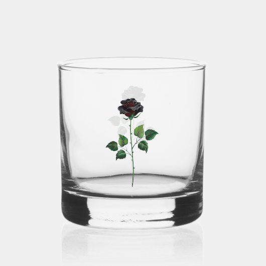 黒いバラの花 ウイスキーグラス (正面)