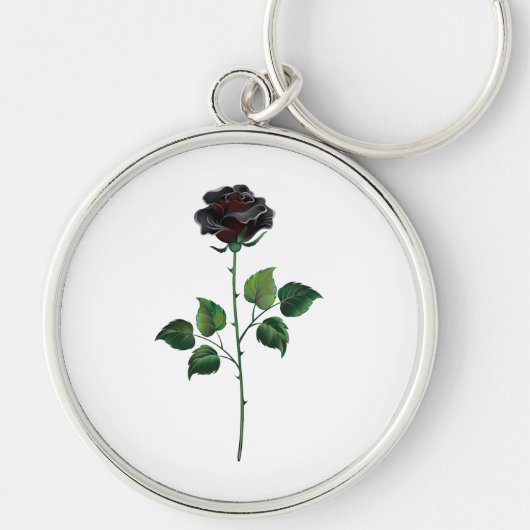 黒いバラの花 キーホルダー (正面)