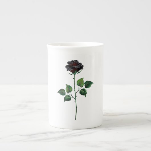 黒いバラの花 ボーンチャイナマグカップ (正面)