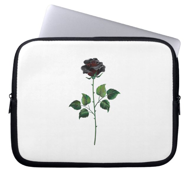 黒いバラの花 ラップトップスリーブ (正面)
