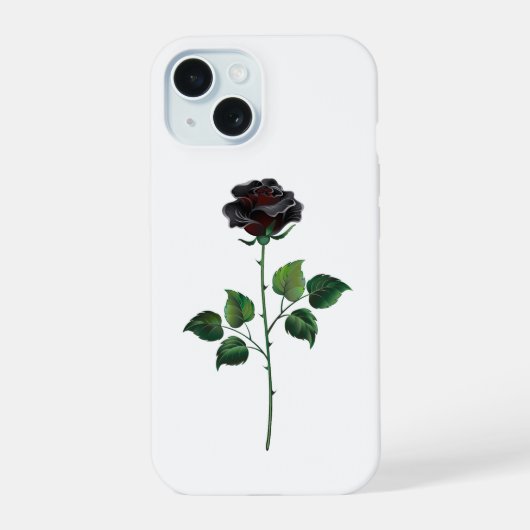 黒いバラの花 iPhone 15ケース (裏面)