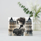 黒いバラはがき ポストカード (スタンド正面)