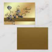 黒いバラオン金ゴールドサンキューカード ノートカード (正面/裏面)