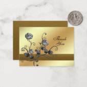 黒いバラオン金ゴールドサンキューカード ノートカード (正面/裏面インサイチュ)