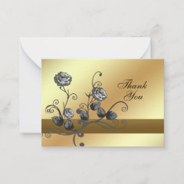 黒いバラオン金ゴールドサンキューカード ノートカード