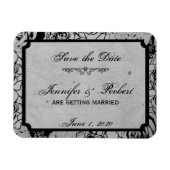 黒いバラゴシック様式の枠日付を保存 マグネット (横)