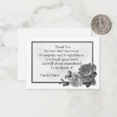 黒いバラサンキューカード ノートカード (正面/裏面インサイチュ)