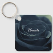 黒いバラダークゴシックの花写真 キーホルダー (正面)