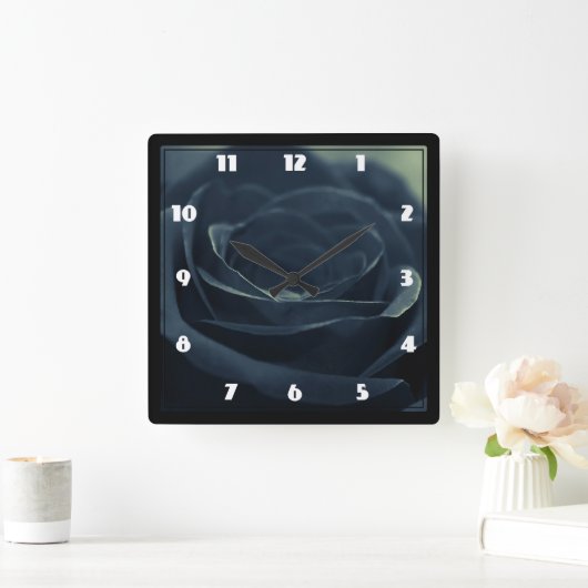 黒いバラダークゴシックの花写真 スクエア壁時計 (ホーム)