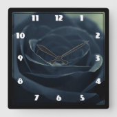 黒いバラダークゴシックの花写真 スクエア壁時計 (正面)