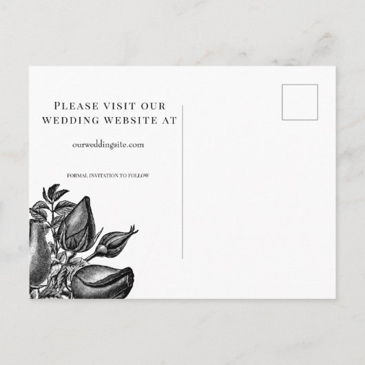 黒いバラ紫色の日付STDを保存 案内ポストカード (裏面)