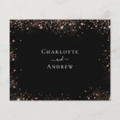 黒いバラ金ゴールドは予算の結婚式RSVP チラシ (裏面)