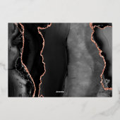 黒いバラ金ゴールドアゲイト暗い日付を保存 箔招待状 (裏面)