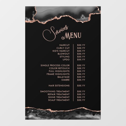 黒いバラ金ゴールドエージェントのサービスメニュー ウィンドウサイン (シート)