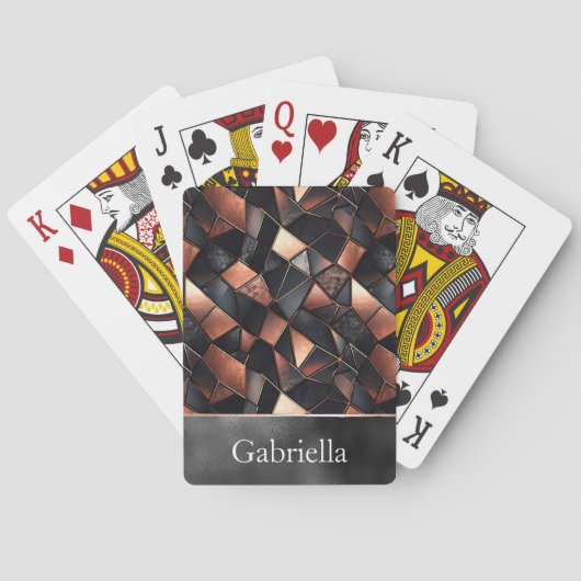 黒いバラ金ゴールドタイル トランプ (裏面)