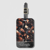 黒いバラ金ゴールドタイル ラゲッジタグ (正面縦)