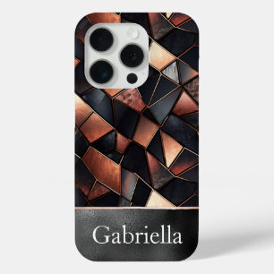 黒いバラ金ゴールドタイル iPhone 15 PROケース