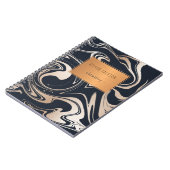 黒いバラ金ゴールド大理石と銅ラベルスクール ノートブック (左側)