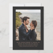 黒いバラ金ゴールド瑪瑙フォトダークセーブ日付 招待状 (裏面)