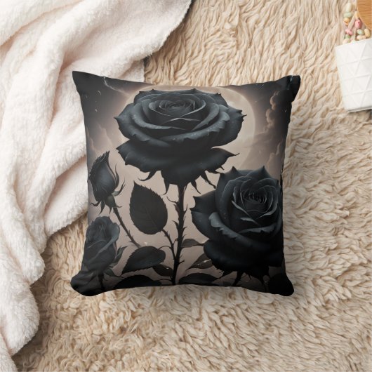 黒いバラ クッション (ブランケット)