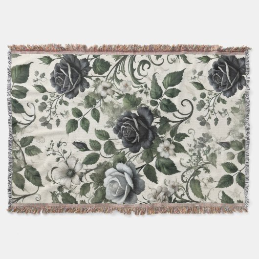 黒いバラ スローブランケット (正面)