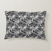 黒いバラ、バラ、黒と灰色 アクセントクッション (裏面)