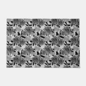 黒いバラ、バラ、黒と灰色 ドアマット (正面)