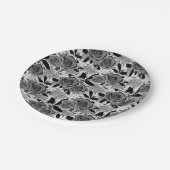 黒いバラ、バラ、黒と灰色 ペーパープレート (アングル)