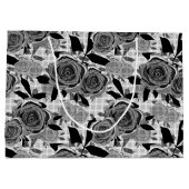 黒いバラ、バラ、黒と灰色 ラージペーパーバッグ (裏面)