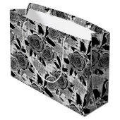 黒いバラ、バラ、黒と灰色 ラージペーパーバッグ (裏面アングル)