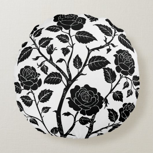 黒いバラ ラウンドクッション (正面)