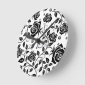 黒いバラ ラウンド壁時計 (傾斜)