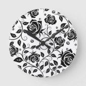 黒いバラ ラウンド壁時計 (正面)