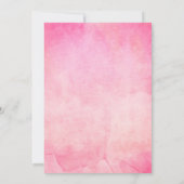 黒いバルミツワーのかわいらしいピンクの水彩画の一見 招待状 (裏面)