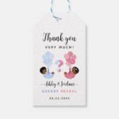 黒いバルーン性別リビールサンキューメッセージカード ギフトタグ (正面)