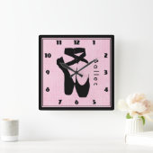 黒いバレエシューズEn Pointe スクエア壁時計 (ホーム)