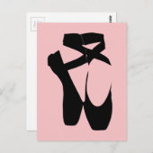 黒いバレエポイントシューズ ポストカード (正面/裏面)