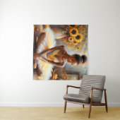 黒いバレリーナ秋のアートひまわりの花 タペストリー (インサイチュ(横))