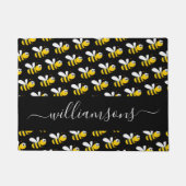 黒いバンブルハチ科モノグラムのスクリプト ドアマット (正面)