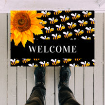 黒いバンブルミツバチひまわり歓迎