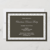 黒いパクラシックネルグレーのダマスクフレームの休日 招待状 (正面)