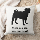 黒いパグのシルエット-シンプルなベクトルデザイン クッション (ブランケット)
