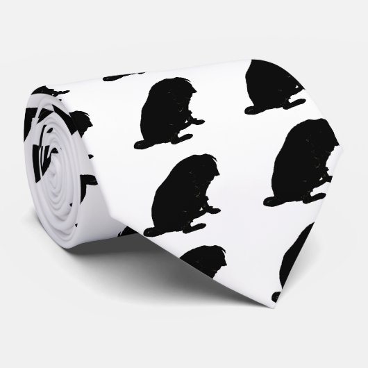 黒いパグのタイ ネクタイ (ロール)