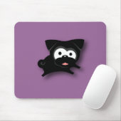 黒いパグのマウスパッド(紫色) マウスパッド (マウス)