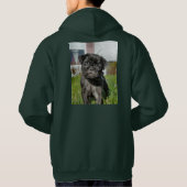 黒いパグの子犬Tシャツ パーカ (裏面)