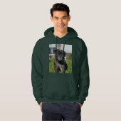 黒いパグの子犬Tシャツ パーカ (正面フル)