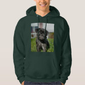 黒いパグの子犬Tシャツ パーカ (正面)