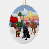 黒いパグを扱う セラミックオーナメント (右)