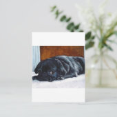 黒いパグパピー ポストカード (スタンド正面)